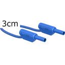 2mm safety measurement cable, 5cm, blue, 10A, stackable connector plugs