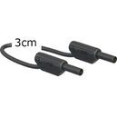 2mm safety measurement cable, 3cm, black  , 10A, stackable connector plugs
