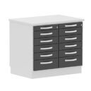 Side-cabinet with 2x5 drawers (2, 3 HU), 841x600x738 mm with cover board