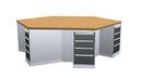 TeamWork workbench with six cabinets, 2500x2165x859mm, 40mm multiplex board