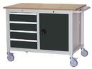 Mobile workbench SybaWork, 1200x750x935, 4 drawers, cabinet, top 40 mm