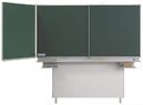 Folding chalk board 4000x1200mm, floor/wall-mounted, chalk ledge, green steel   