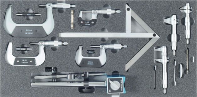 Lucas Nülle - Metalworking tool set 9, measuring tools III (21 tools),  inlay size 300x600 mm